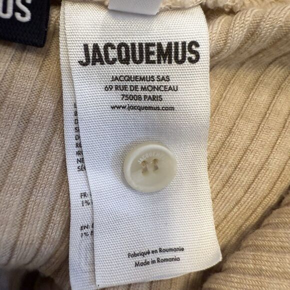 Jacquemus Asymmetric Ribbed Knit Cardigan with Strap in Beige Size 42 Wool Blend - Picture 9 of 13